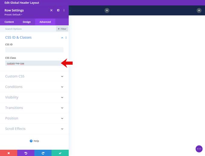 Add a class to the top row