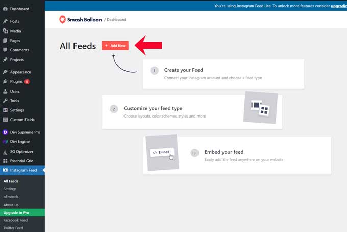 Add a new Instagram feed
