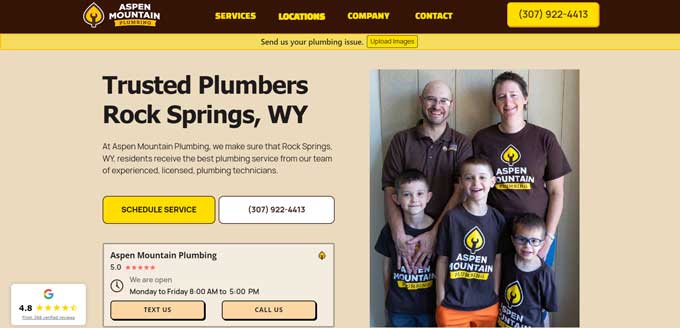 Aspen Mountain Plumbing website