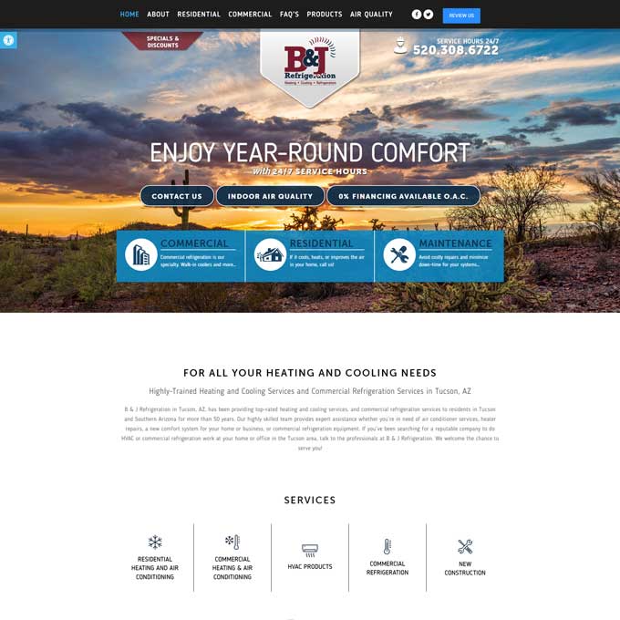 B&J Refrigeration Website