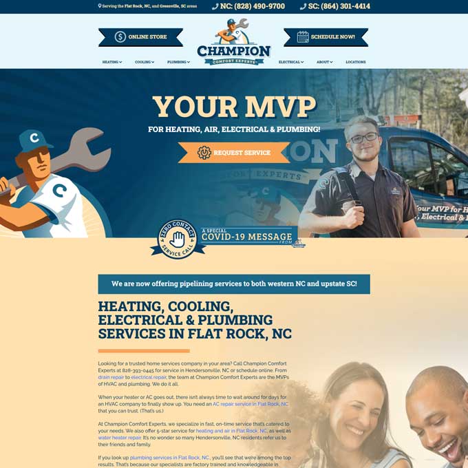 Champion Comfort Experts Website