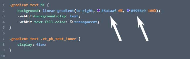 Change the gradient color
