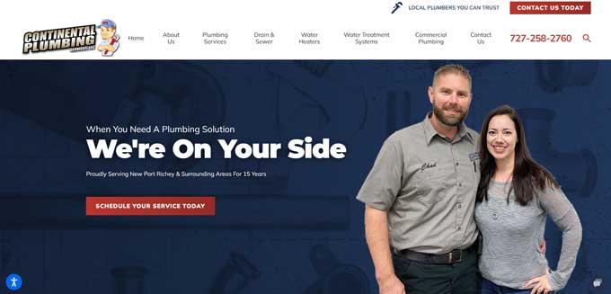 Continental Plumbing Services website