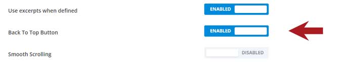 Enable the back to top button in Divi