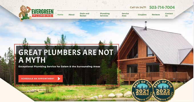 Evergreen plumbing website