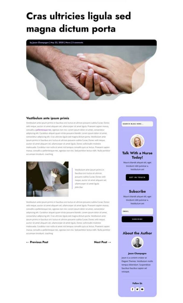 Nursing blog post layout