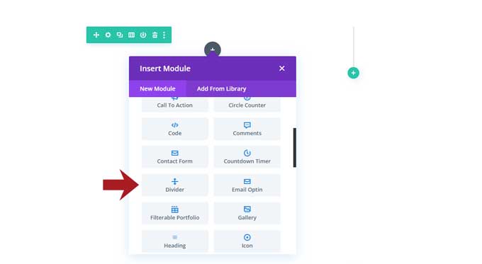 Place a divider module