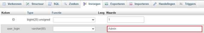 Replace username with a new one in phpMyAdmin