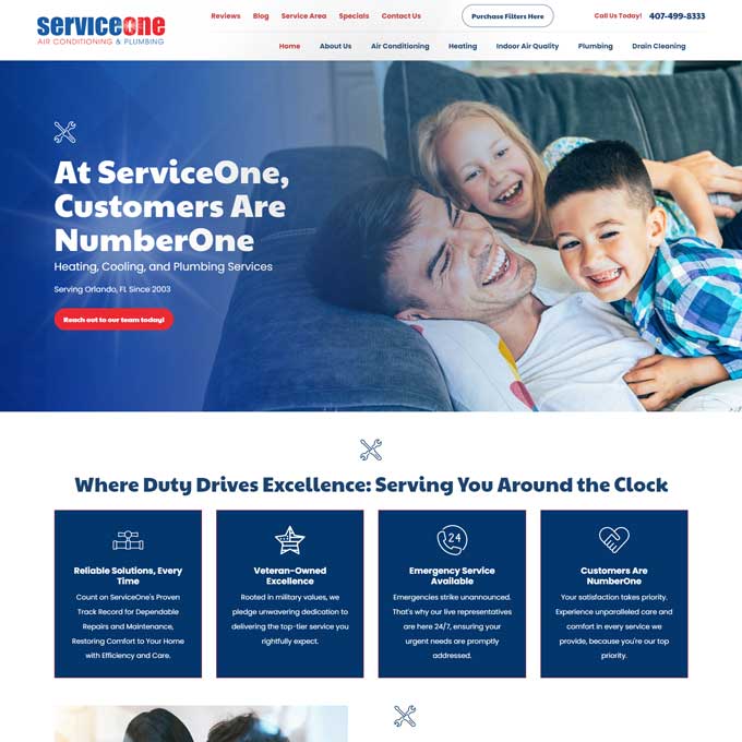 ServiceOne Air Conditioning & HVAC Website