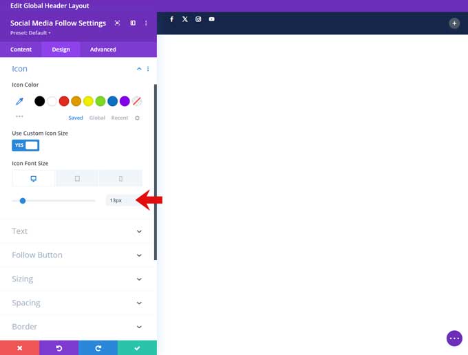 Social media icon size