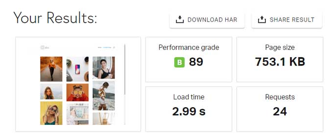 Speed test with image modules